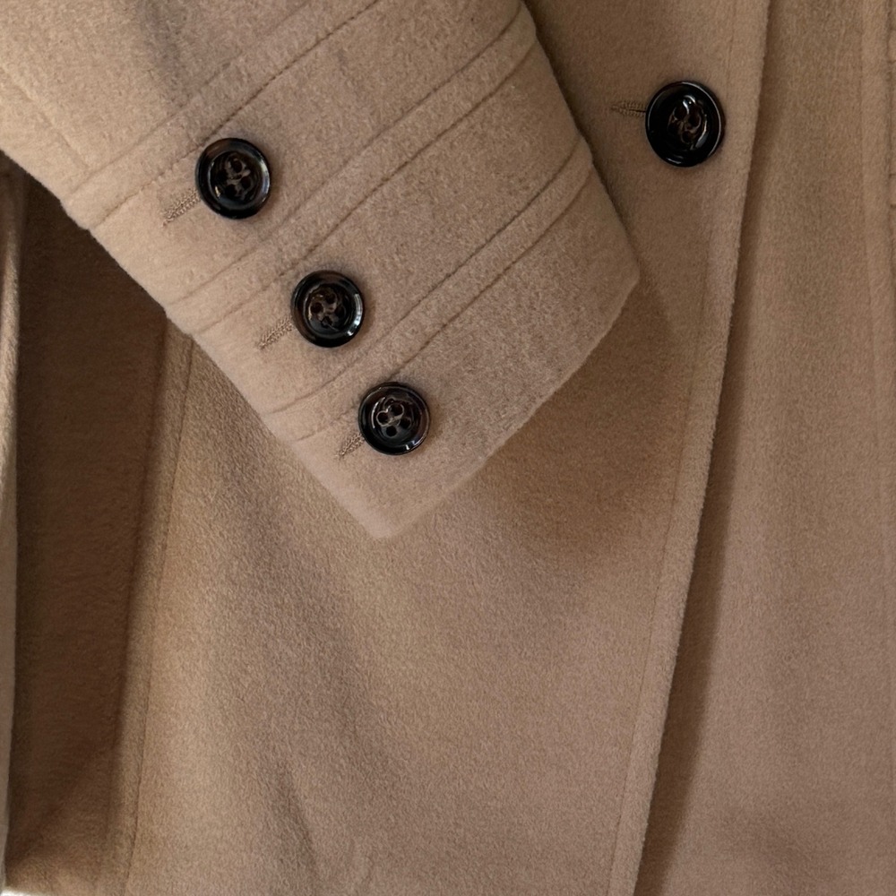 Cashmere Wool Womens Camel Pea Coat Size 1X Quiet Luxury Money Chic St Johns Bay - Picture 4 of 14